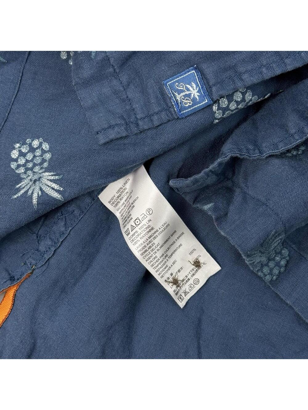 Tommy Bahama Linen Shirt Pineapple Print Blue Original Fit Men Size Large Beach - Picture 8 of 9